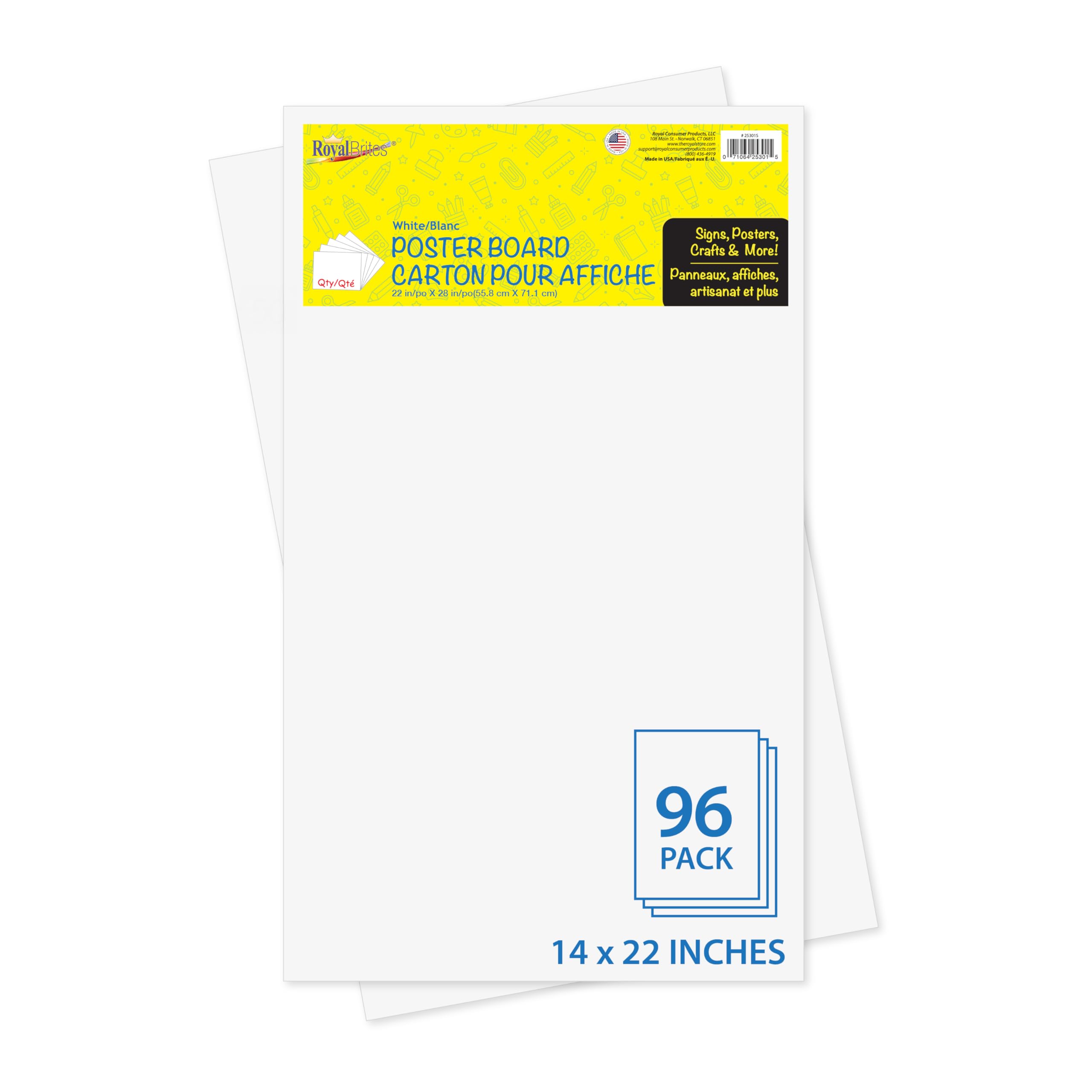 Amazon.com : Royal Brites White Poster Board - 96 Sheets, Medium